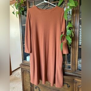 Time and Tru Rust Long Sleeve Knit Dress